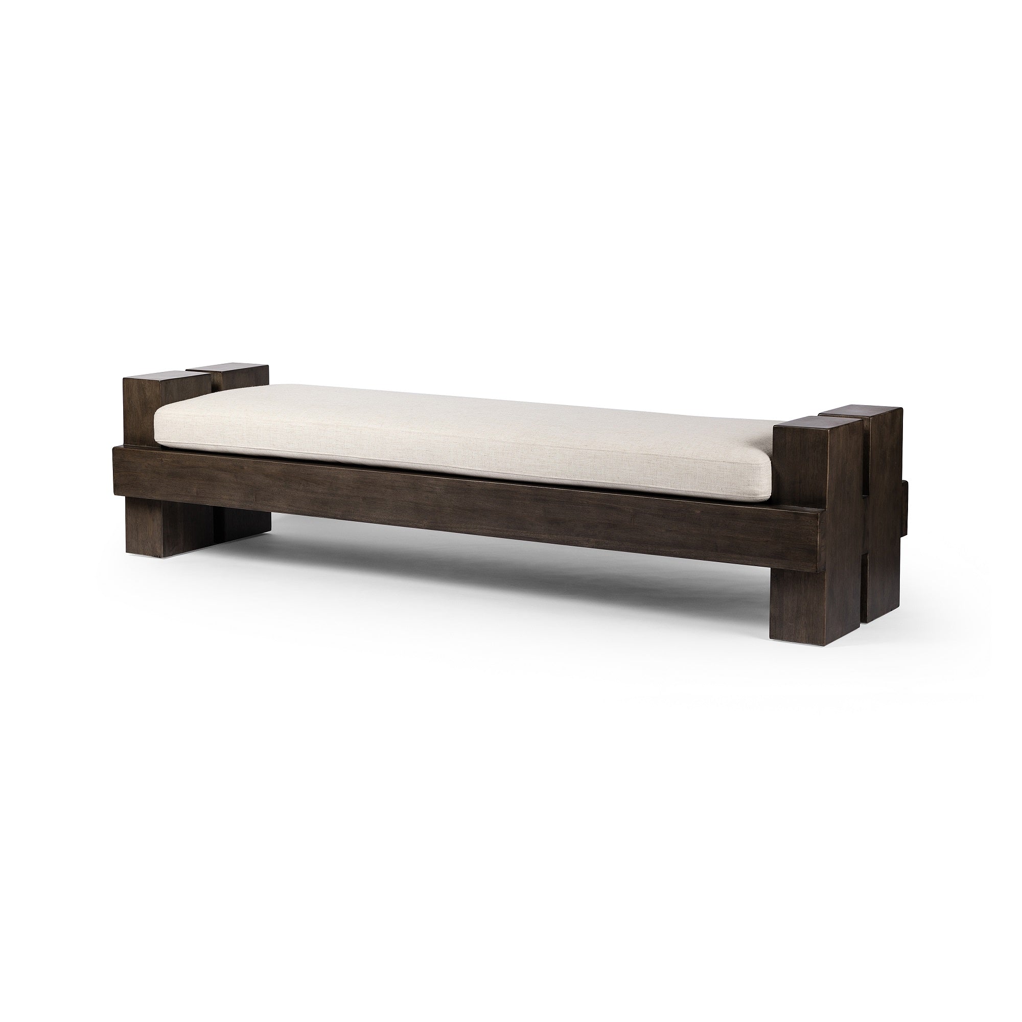 Four Hands Sturdy Solid Parawood Accent Bench with Soft Upholstered Seat
