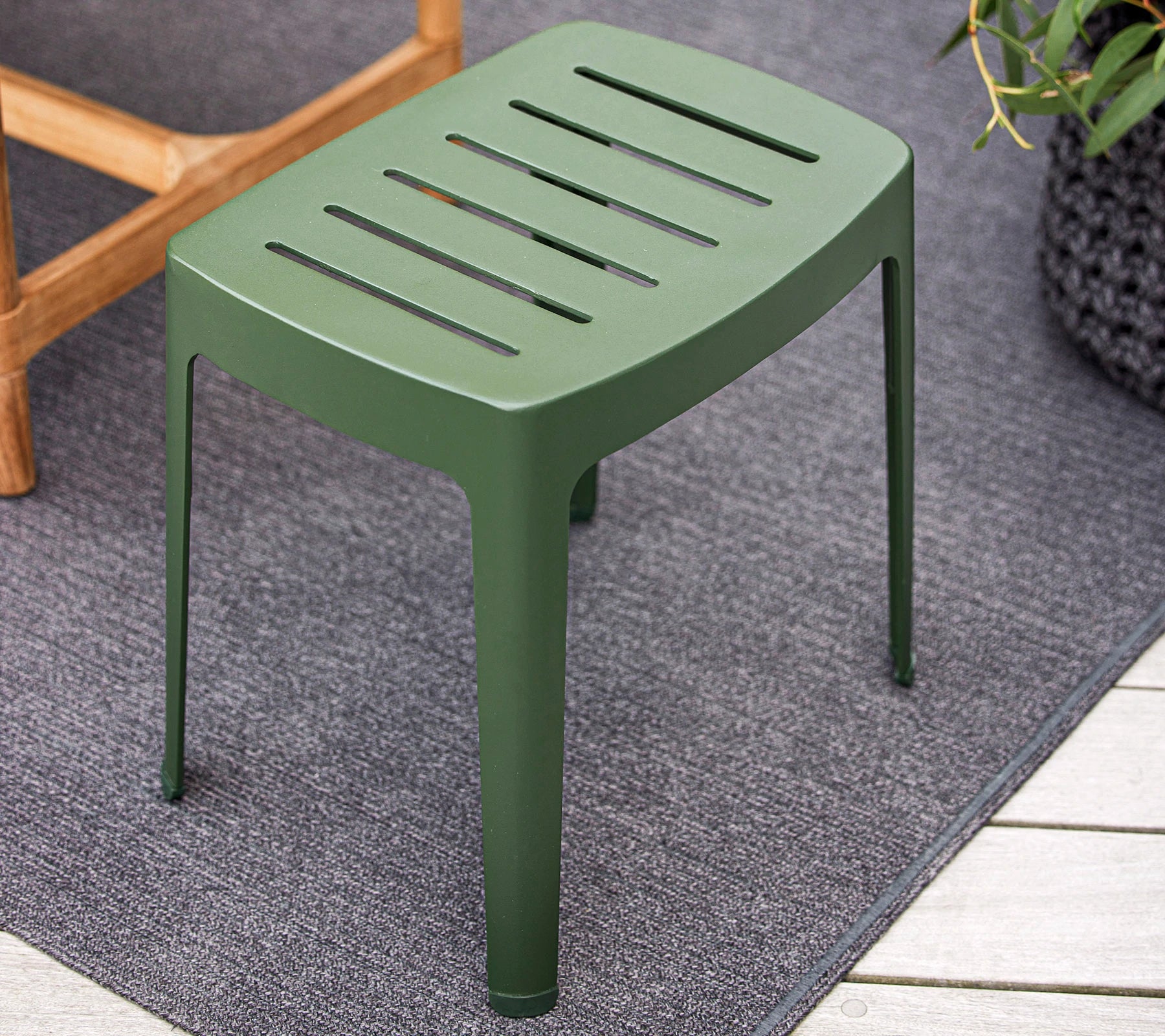 Cane-line Modern Stackable Cut Stool for Indoor and Outdoor Use