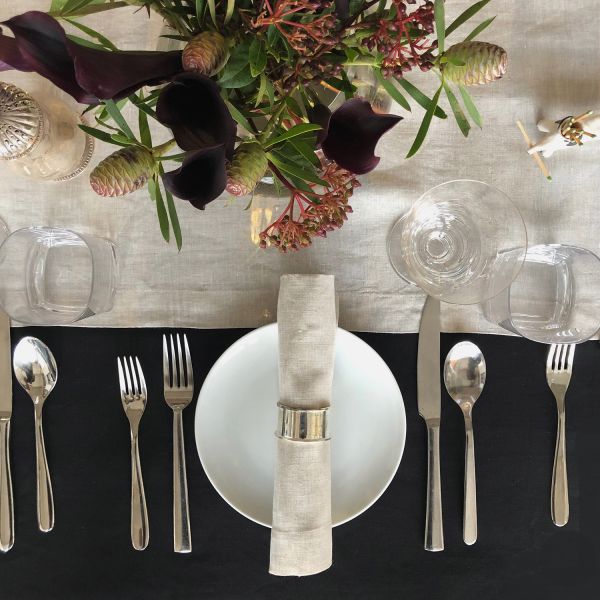 Huddleson Contemporary Luxury Italian Linen Table Runner for Elegant Dining