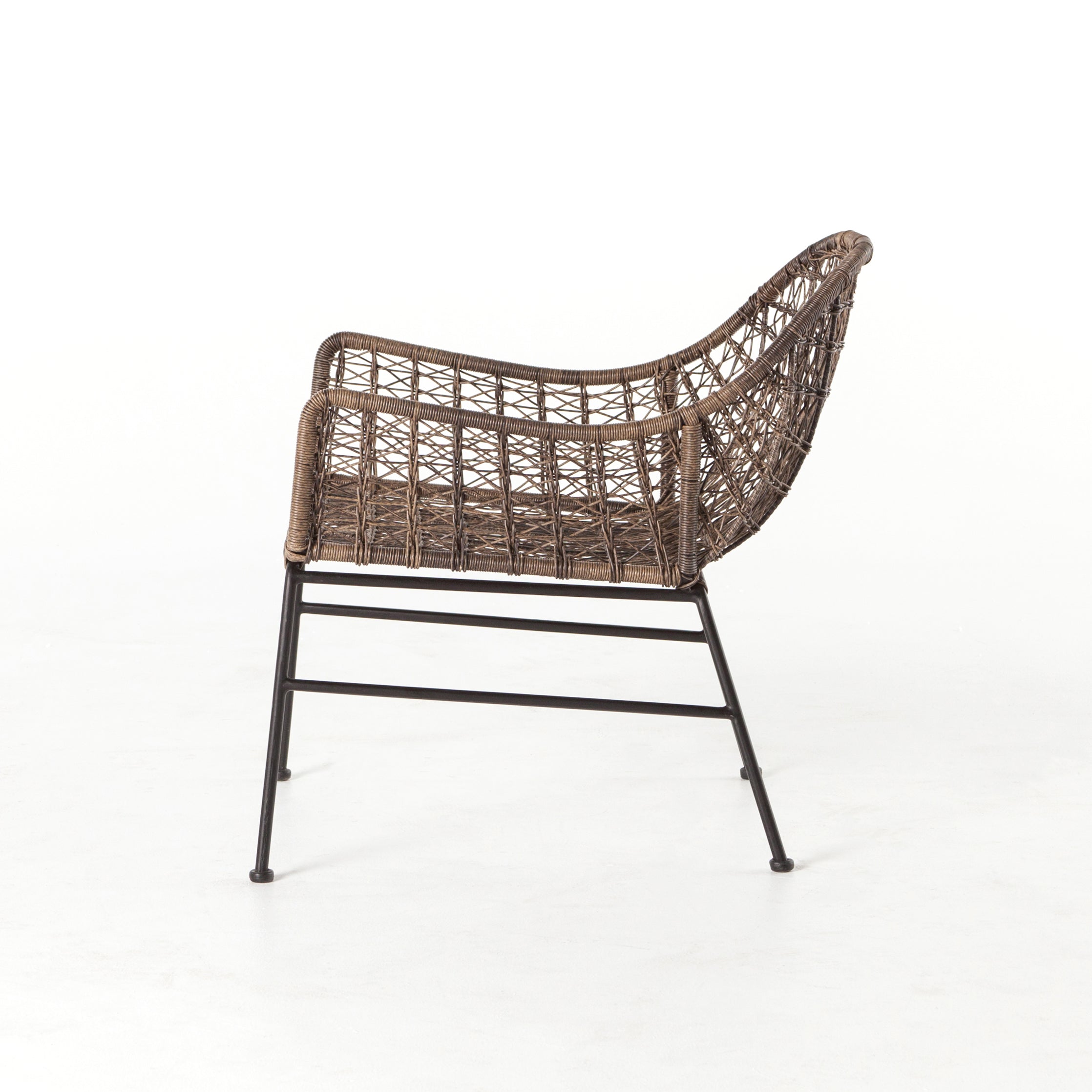 Four Hands Bandera Modern Outdoor Woven Club Chair with Black Iron Base