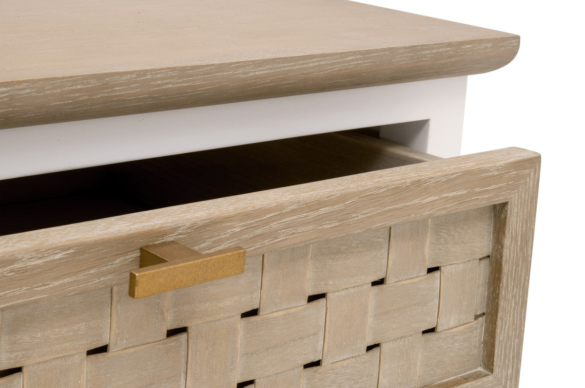 Essentials For Living Stylish One - Drawer Side Table with Wood Weave Design