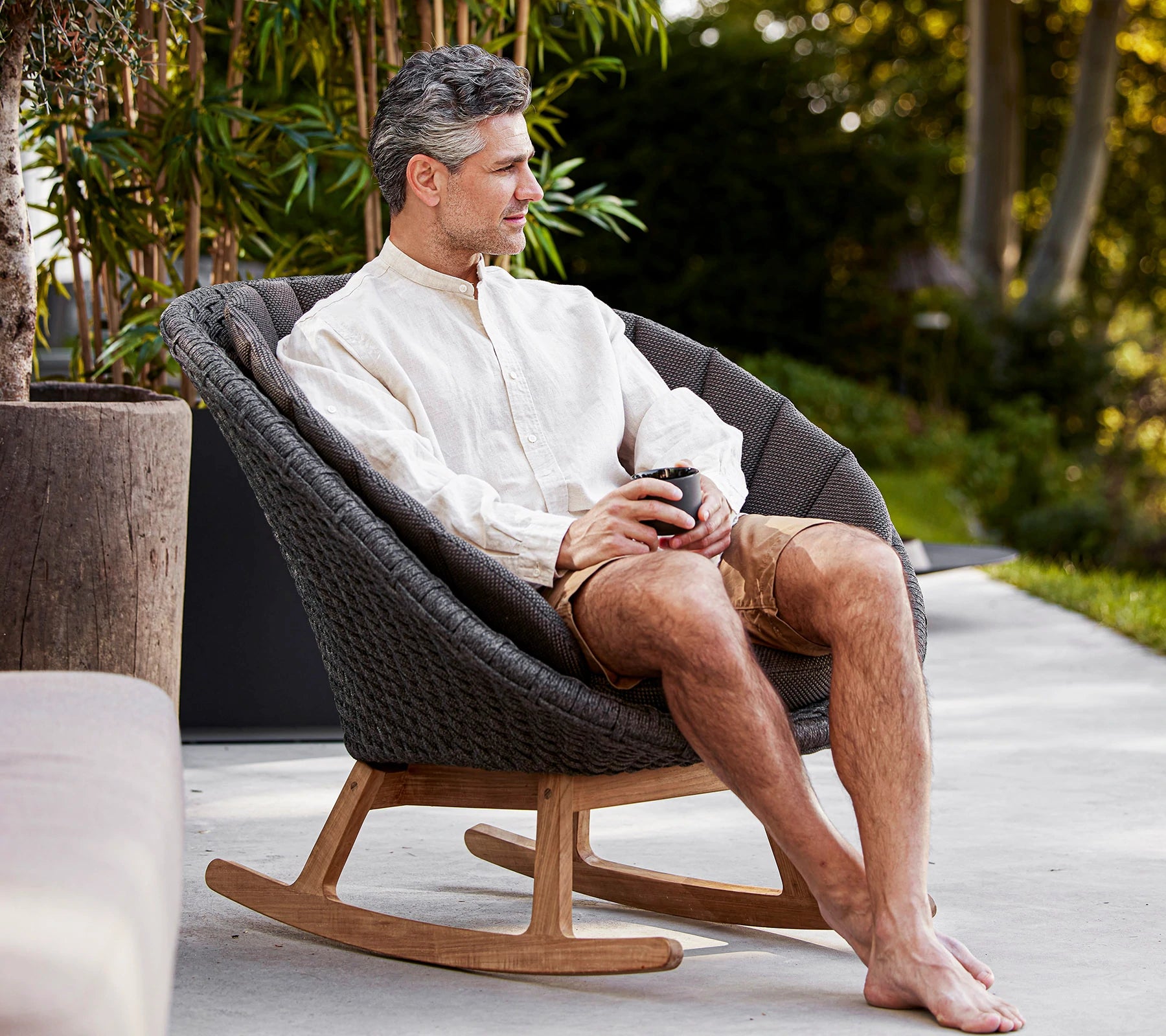 Cane-line Brand Peacock-Style Outdoor Rocking Chair for Relaxation
