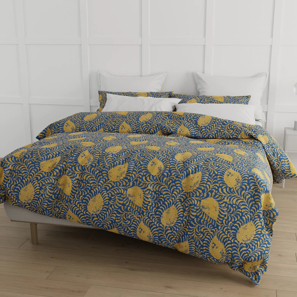 Ann Gish Luxury Kinrande Marine Blue Linen-Cotton Duvet