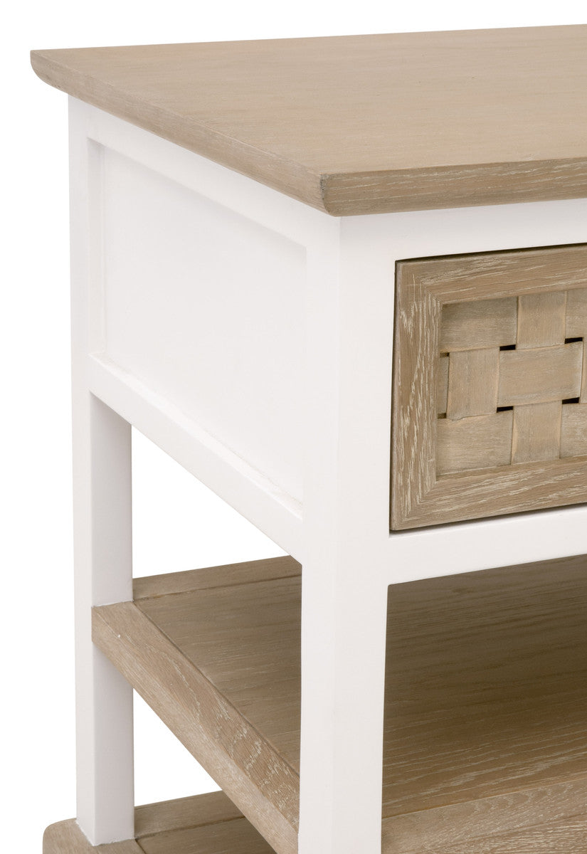 Essentials For Living Stylish One - Drawer Side Table with Wood Weave Design