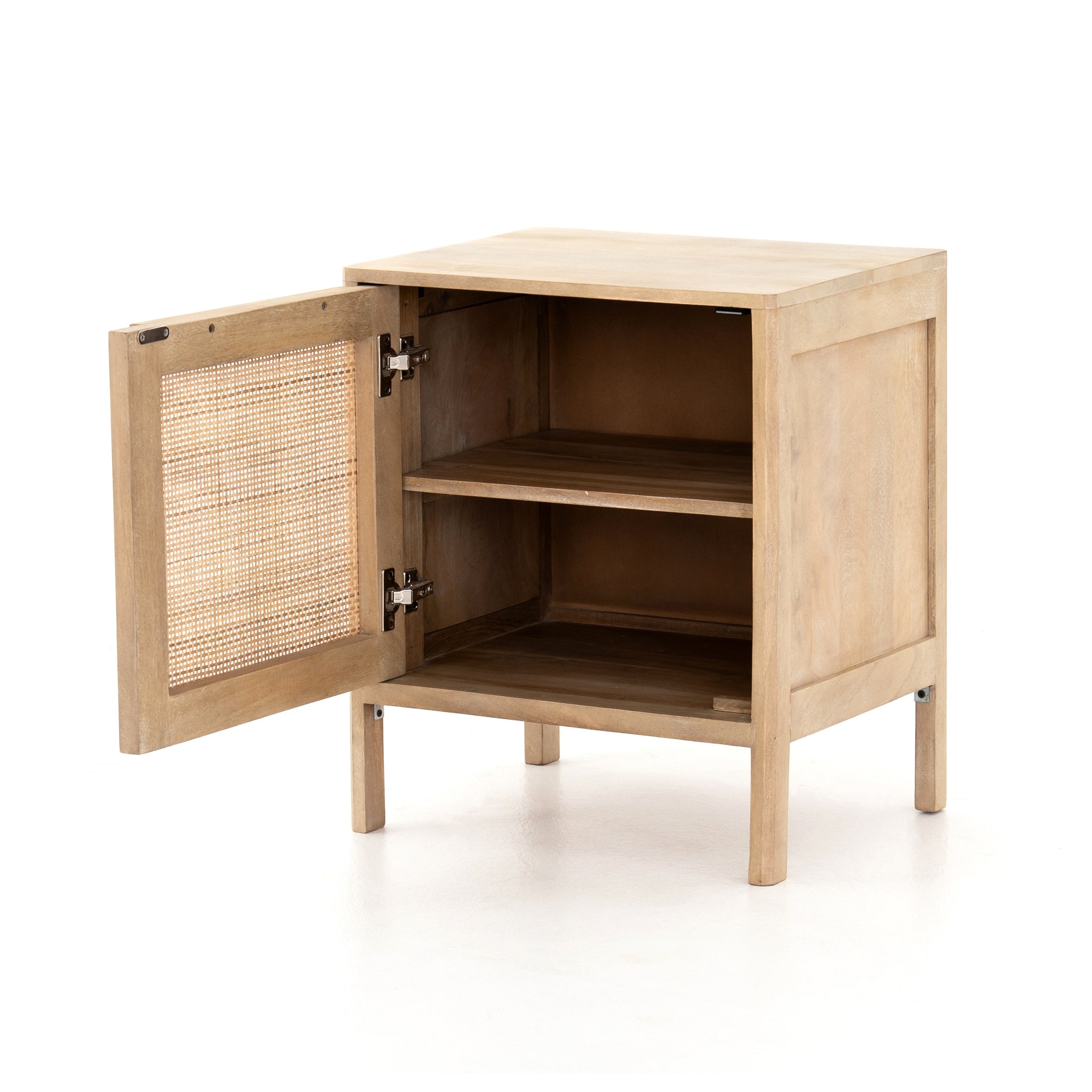 Four Hands Sydney Solid Mango Nightstand with Woven Cane and Removable Shelf