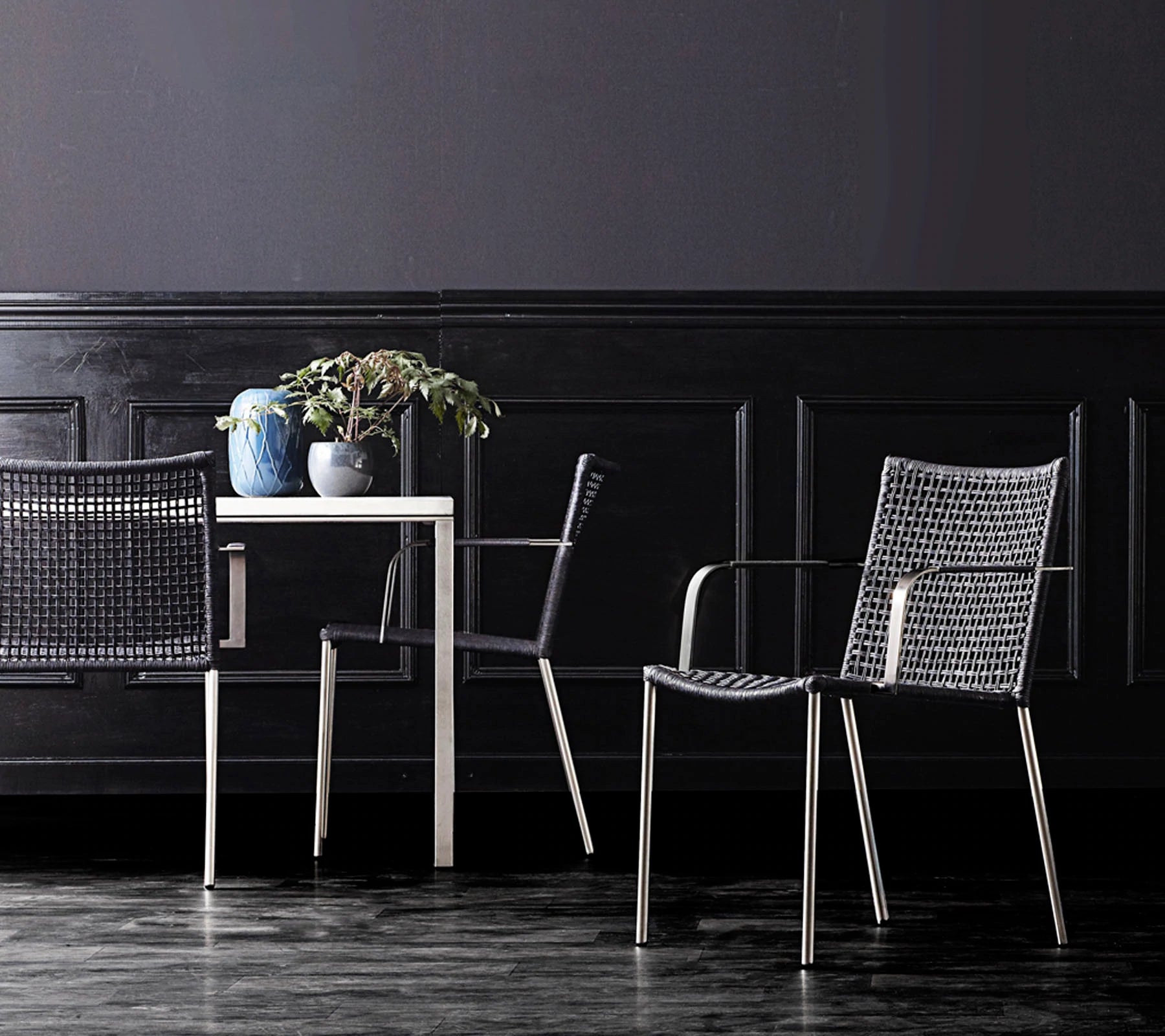 Stylish Cane - line Stackable Straw Armchair for Indoor Use