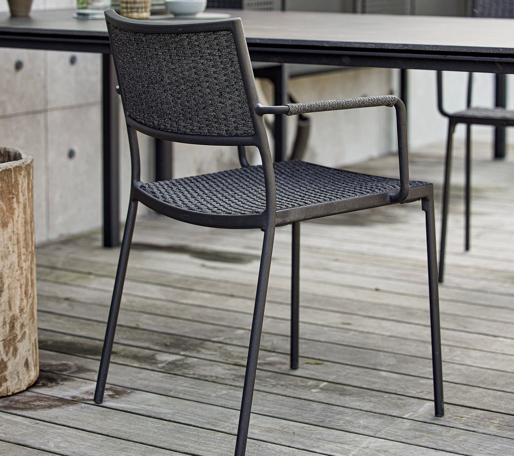 Cane-line Less Modern Stackable Aluminium Armchair with French Weave