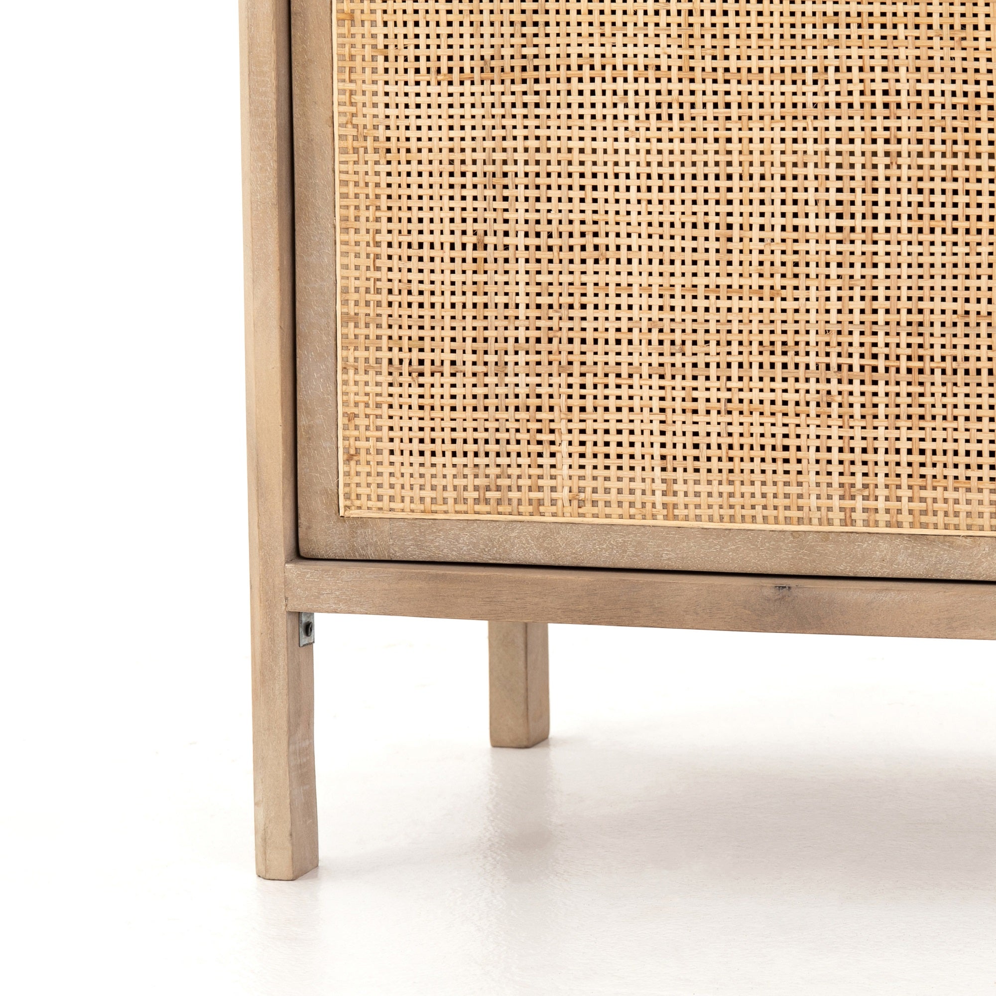 Four Hands Sydney Solid Mango Nightstand with Woven Cane and Removable Shelf