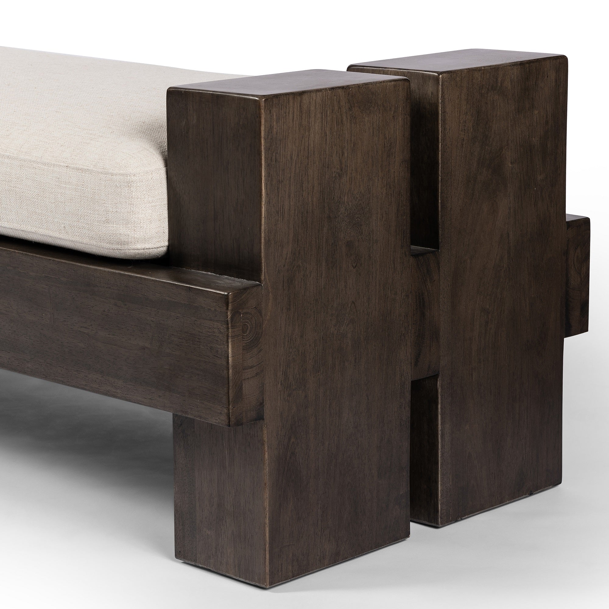 Four Hands Sturdy Solid Parawood Accent Bench with Soft Upholstered Seat