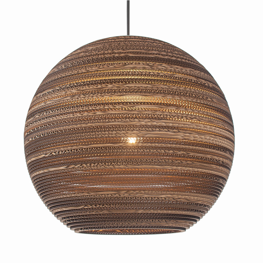 Graypants Recycled Cardboard Moon-Shaped Pendant Scraplight