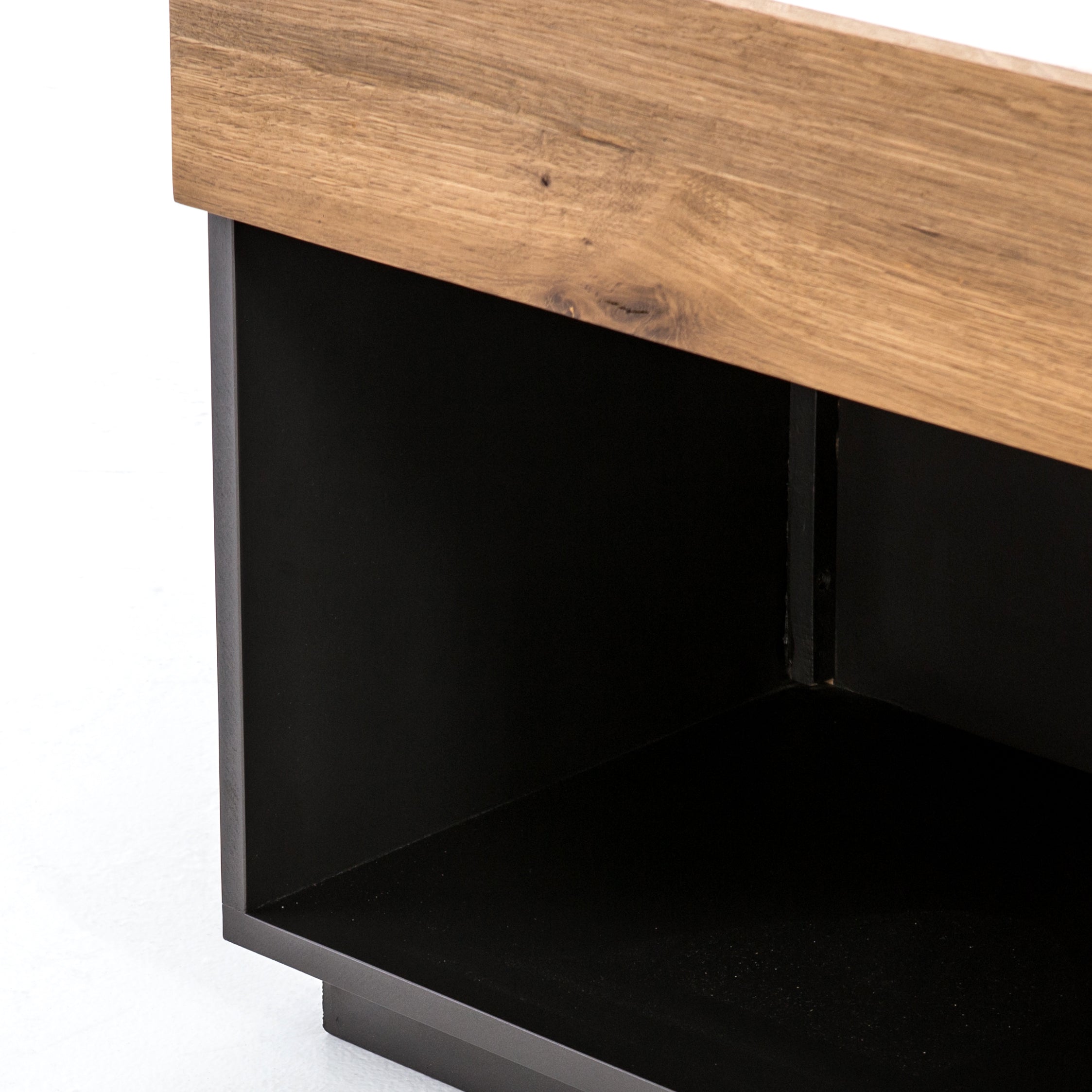 Four Hands Holland Grey-Lacquered Nightstand with Smoked Oak Drawer and White Marble Top