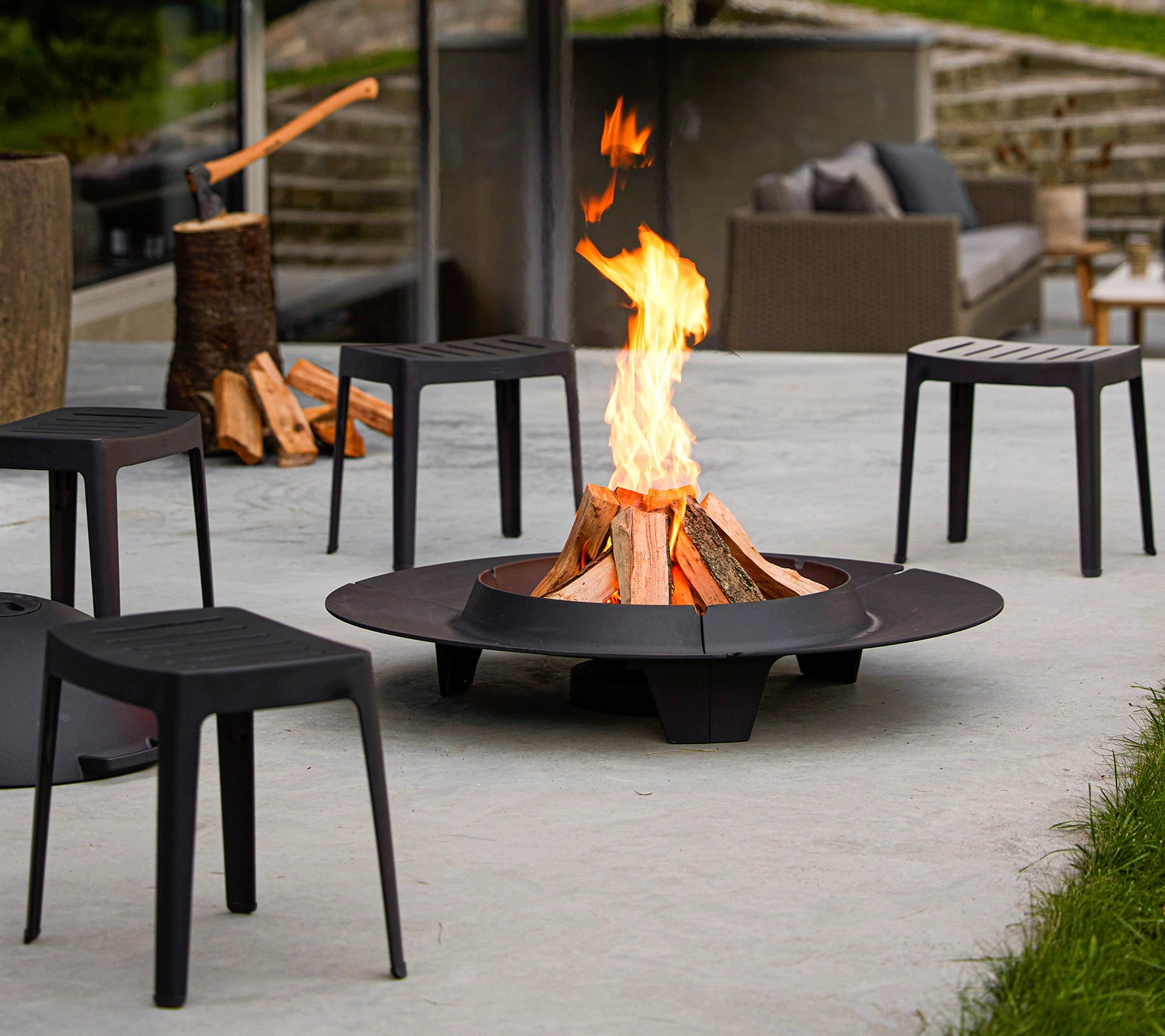 Cane-line Modern Stackable Cut Stool for Indoor and Outdoor Use