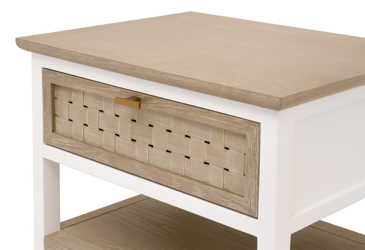 Essentials For Living Stylish One - Drawer Side Table with Wood Weave Design