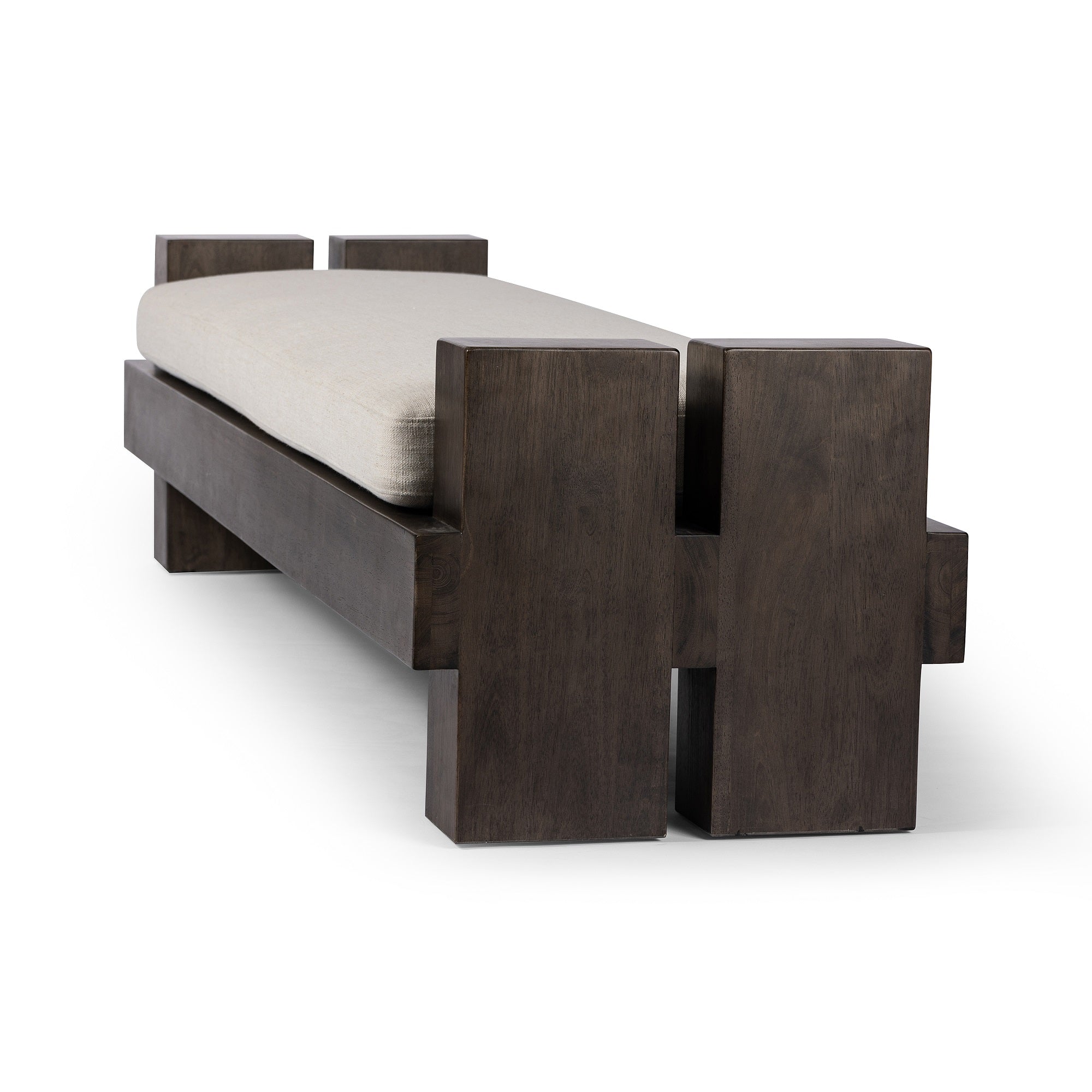 Four Hands Sturdy Solid Parawood Accent Bench with Soft Upholstered Seat