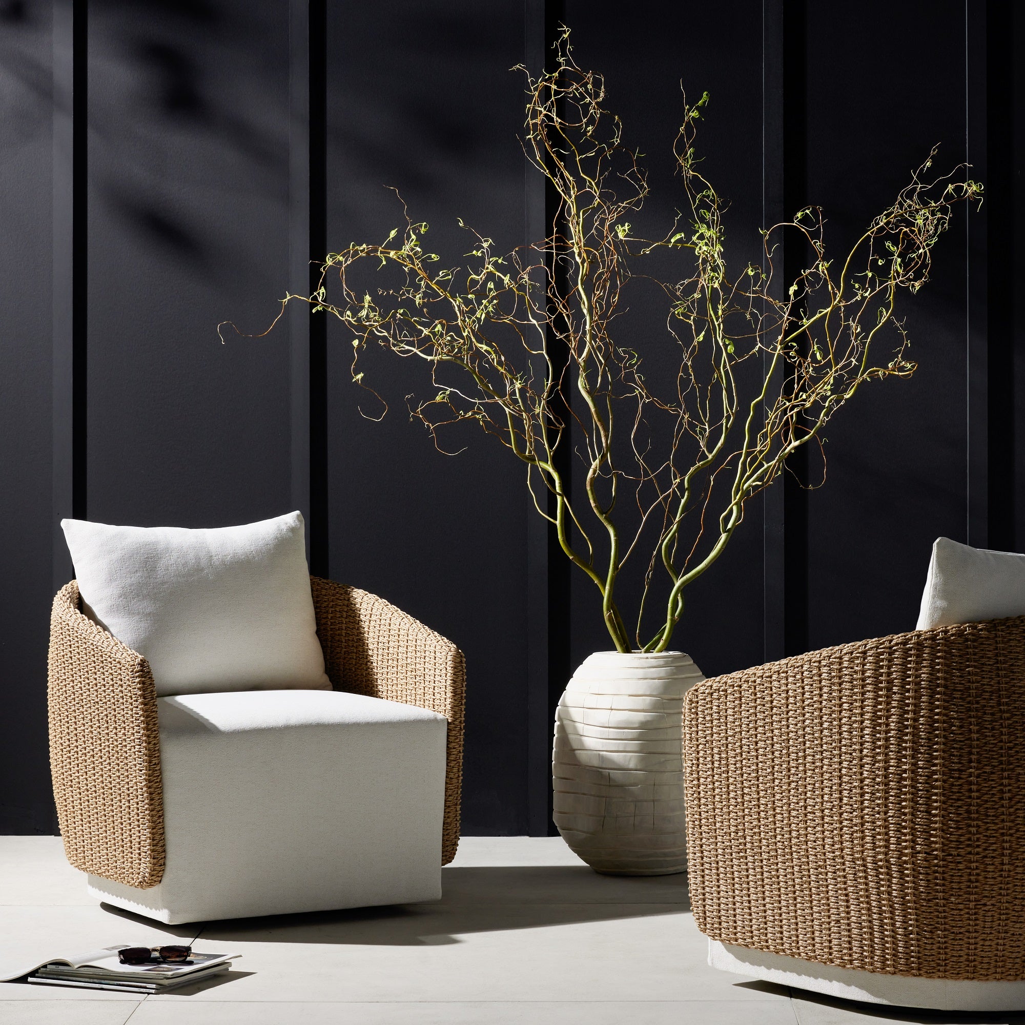 Four Hands Maven Luxury Outdoor Swivel Chair with Zero - Waste Italian Upholstery