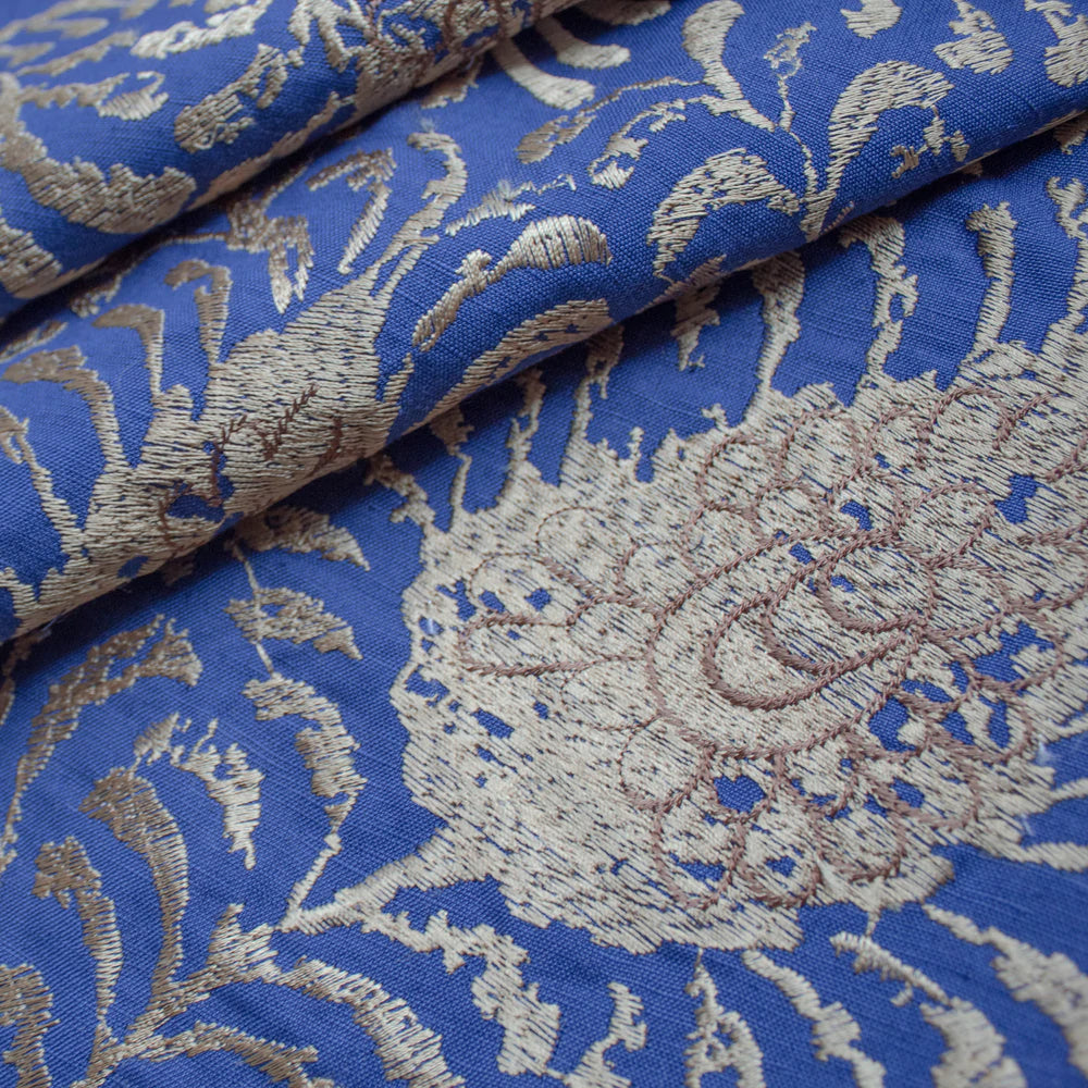 Ann Gish Luxury Kinrande Marine Blue Linen-Cotton Duvet