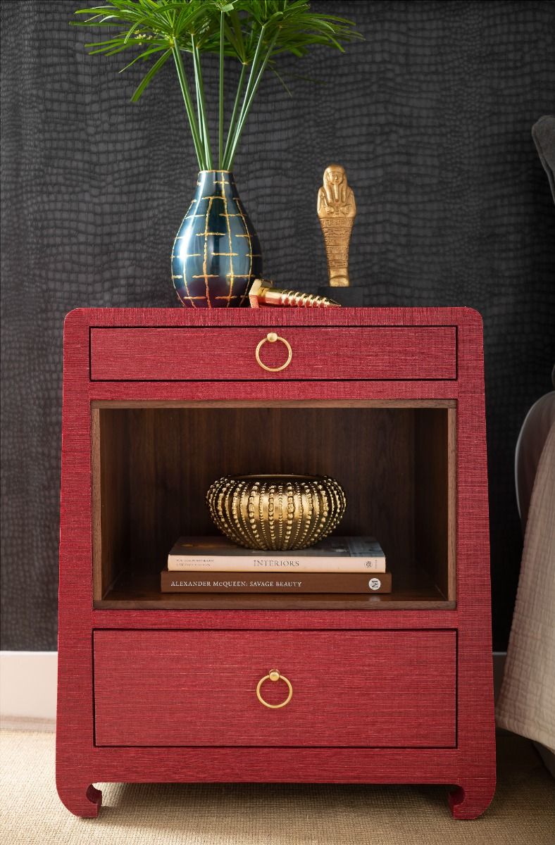 Villa & House Ming Flax Brown 2-Drawer Side Table with Elegant Design