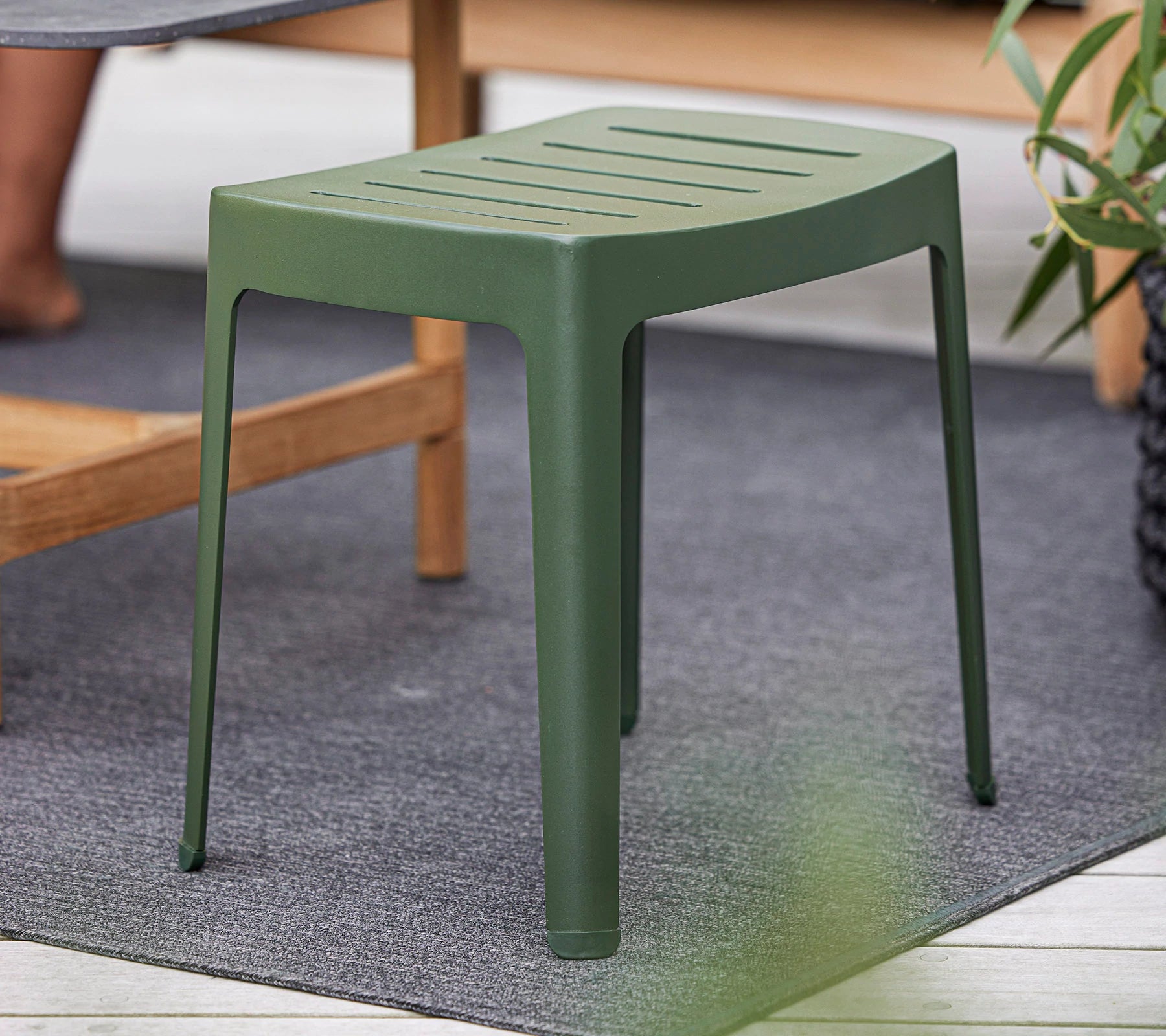 Cane-line Modern Stackable Cut Stool for Indoor and Outdoor Use