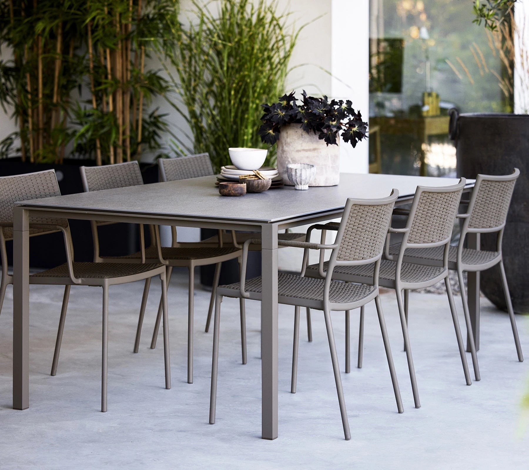 Cane-line Less Modern Stackable Aluminium Armchair with French Weave