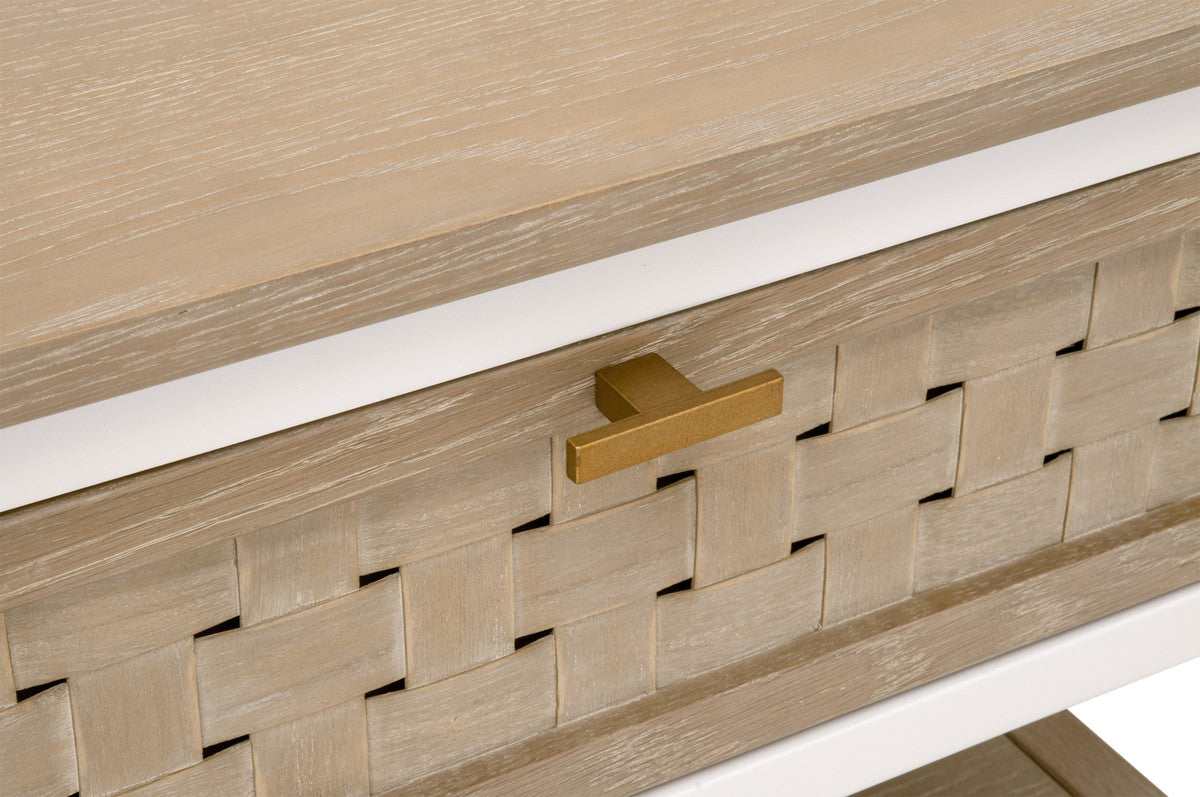 Essentials For Living Stylish One - Drawer Side Table with Wood Weave Design