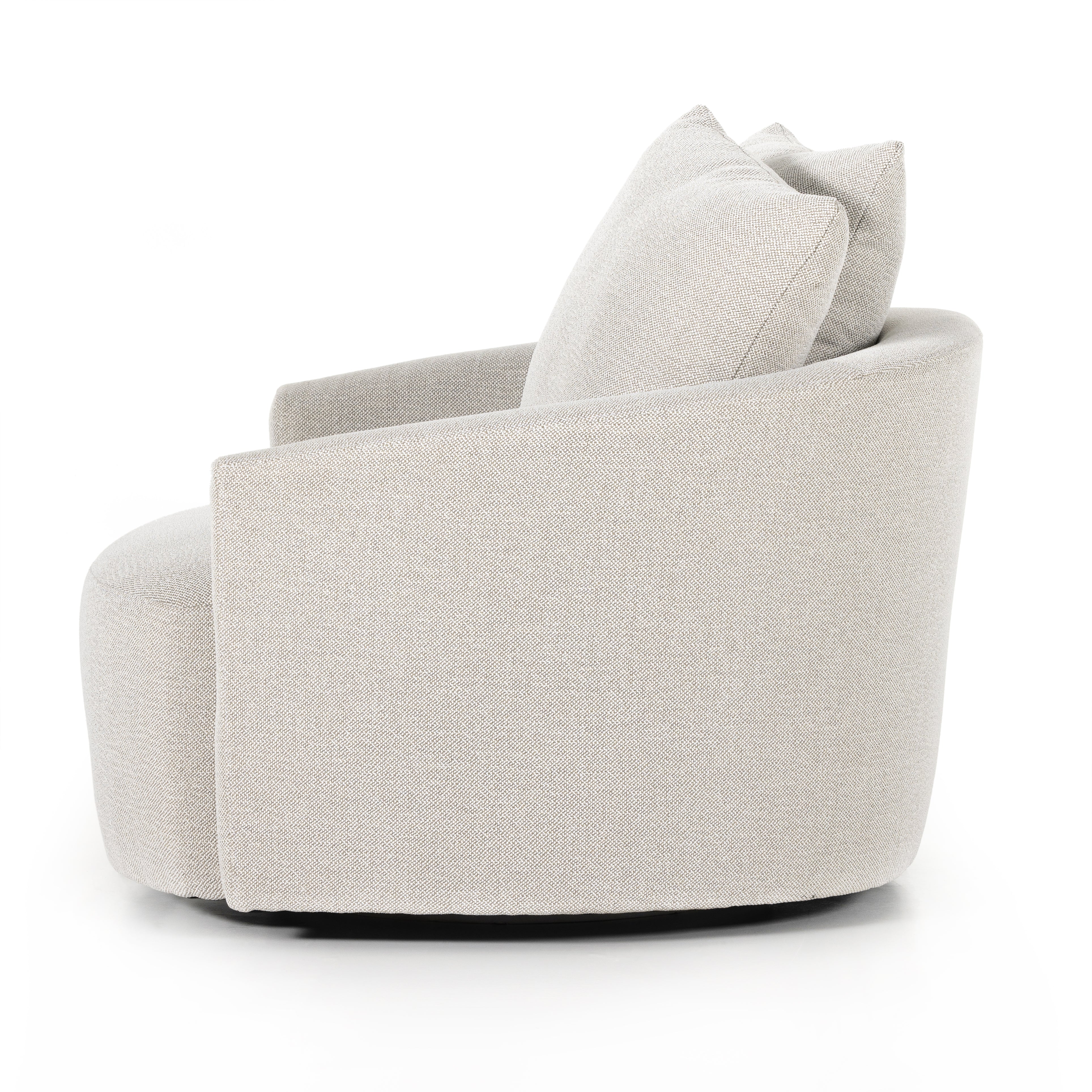Four Hands Chloe 360-Degree Swiveling U-Shape Accent Chair with Throw Pillows