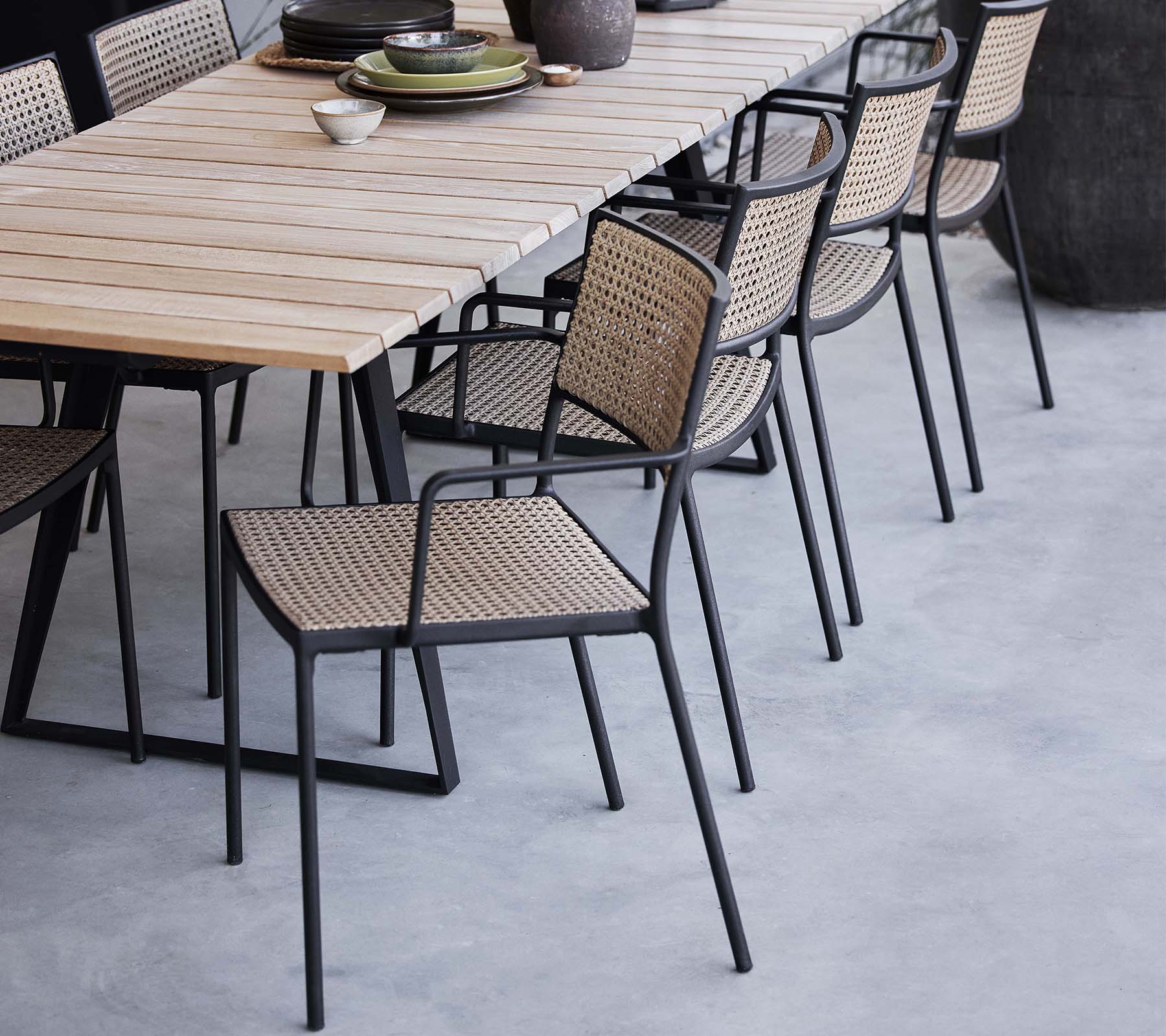 Cane-line Less Modern Stackable Aluminium Armchair with French Weave