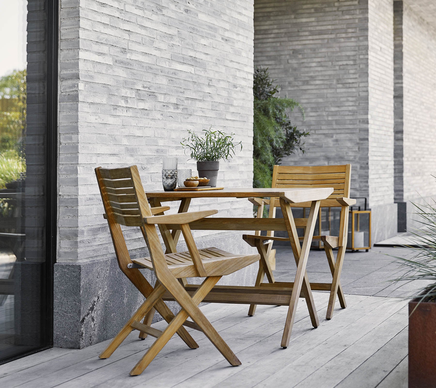 Cane-line High - quality Flip Folding Teak Armchair for Outdoor Use