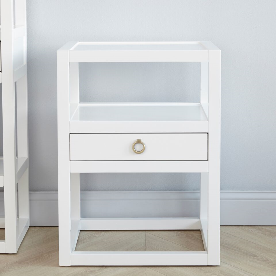 Villa & House Newport Stylish 1-Drawer Side Table with Brass Ring Pull